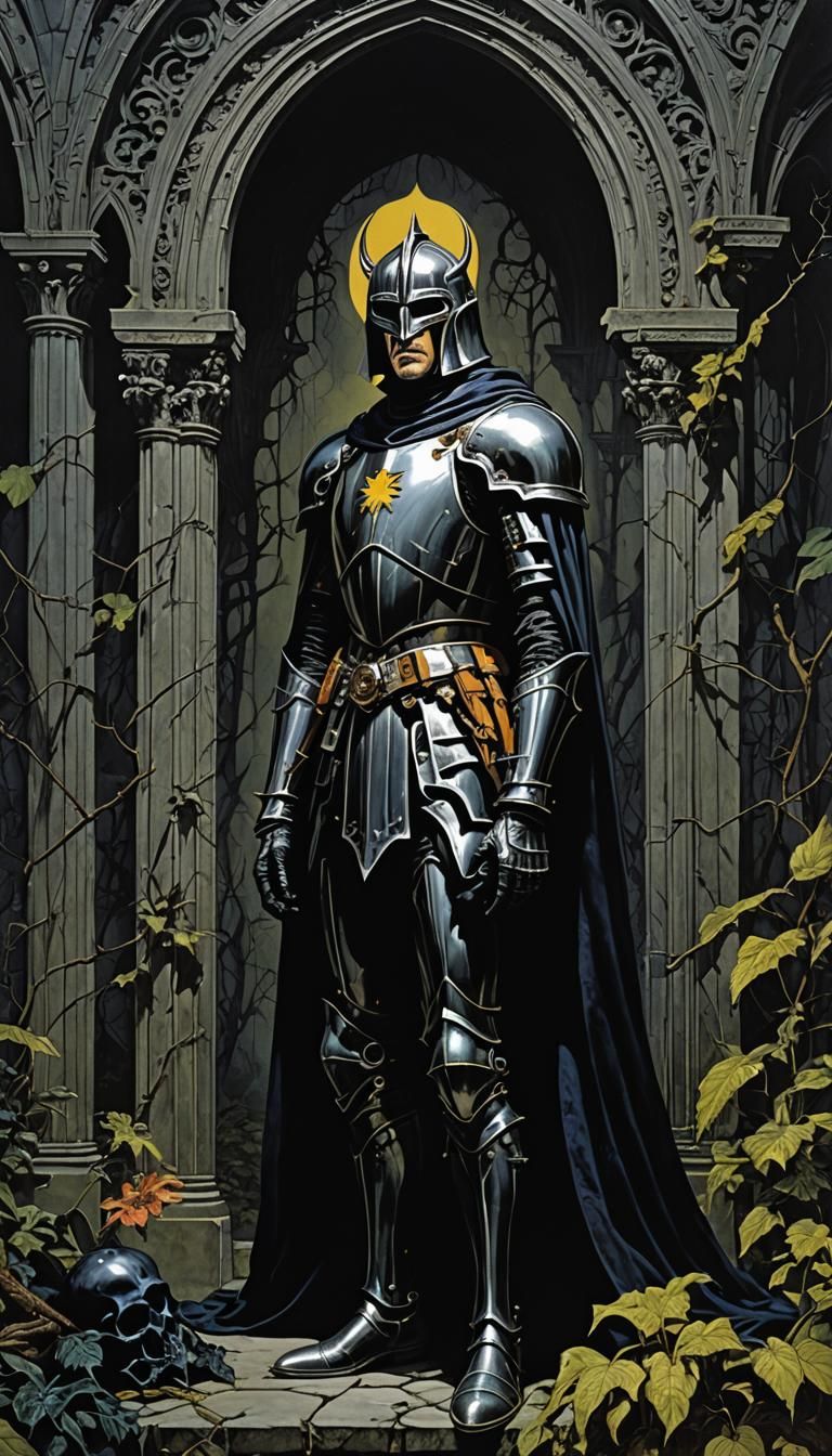 Dark Gothic Knight in a Fantasy Illustration