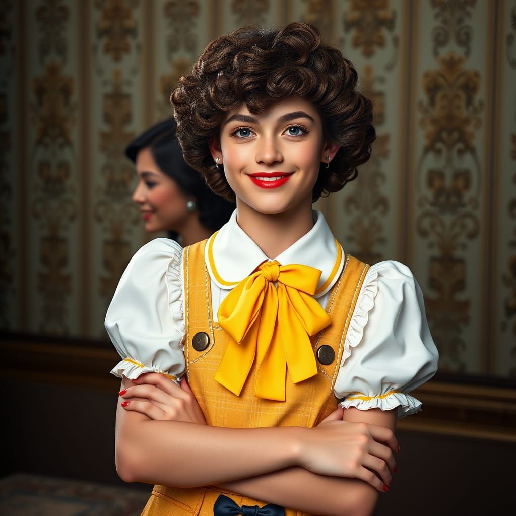 Vintage-Inspired Young Man in Bright Yellow Outfit