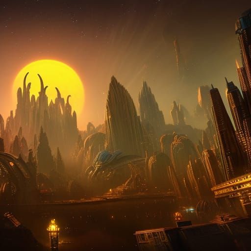 Night Alien City: Fantastical Concept Art