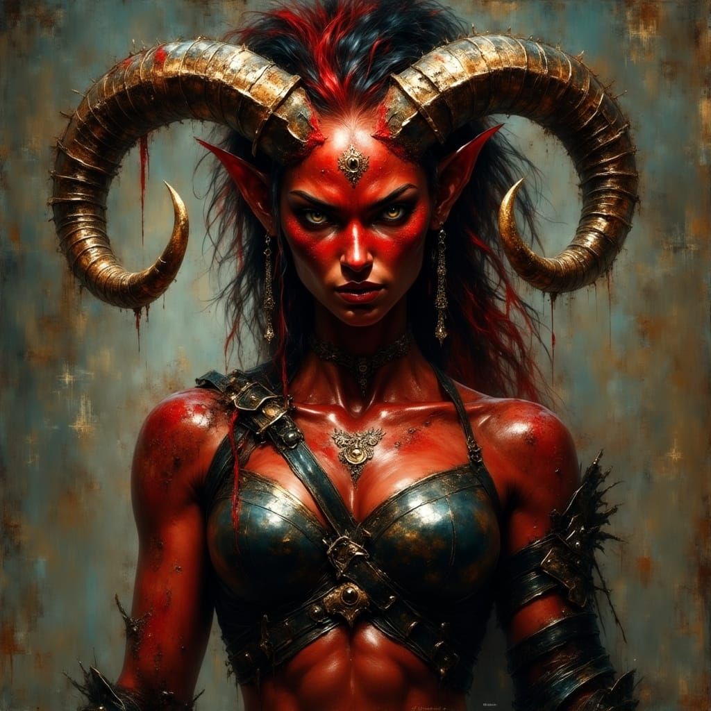 Dark Fantasy Warrior Woman in Hyperrealistic Portrait