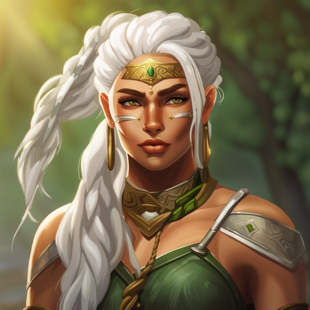White-Haired Warrior Woman with Golden Eyes