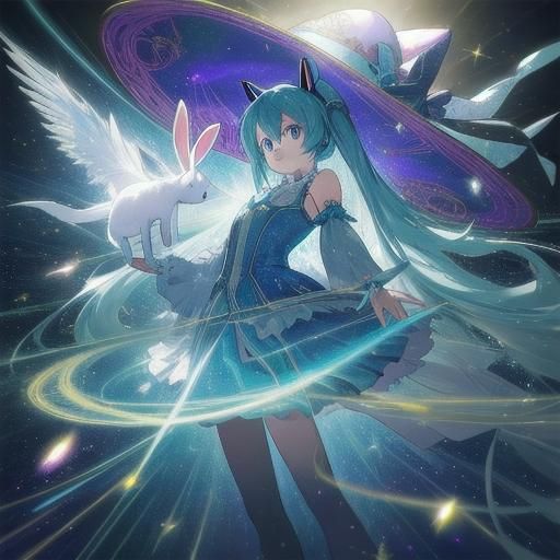Hatsune Miku as Magician in Anime Style