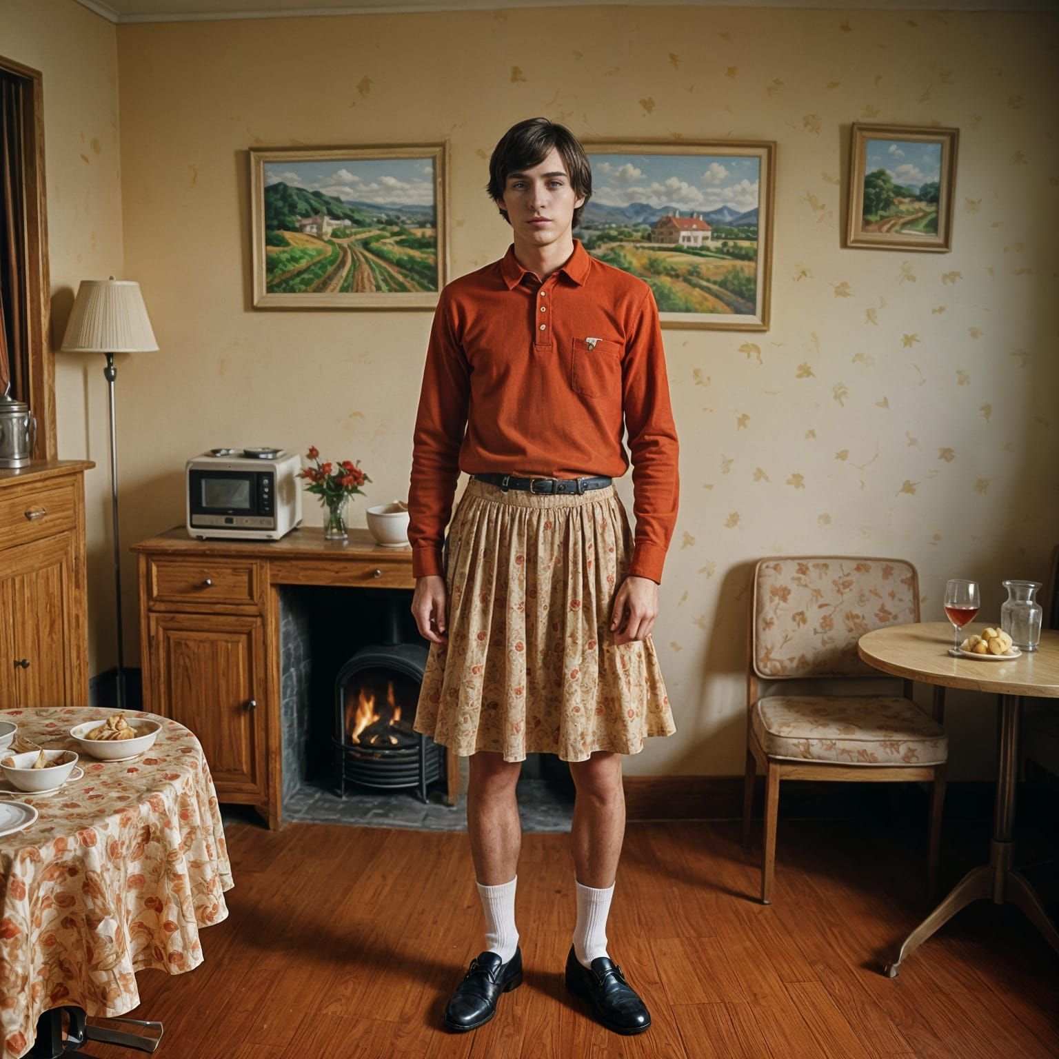 Fashionable Young Man in a Retro French Countryside Setting
