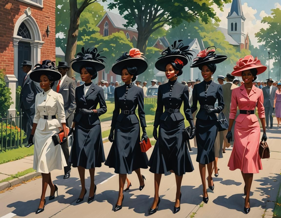 Elegant Ladies in Gouache Style Concept Art