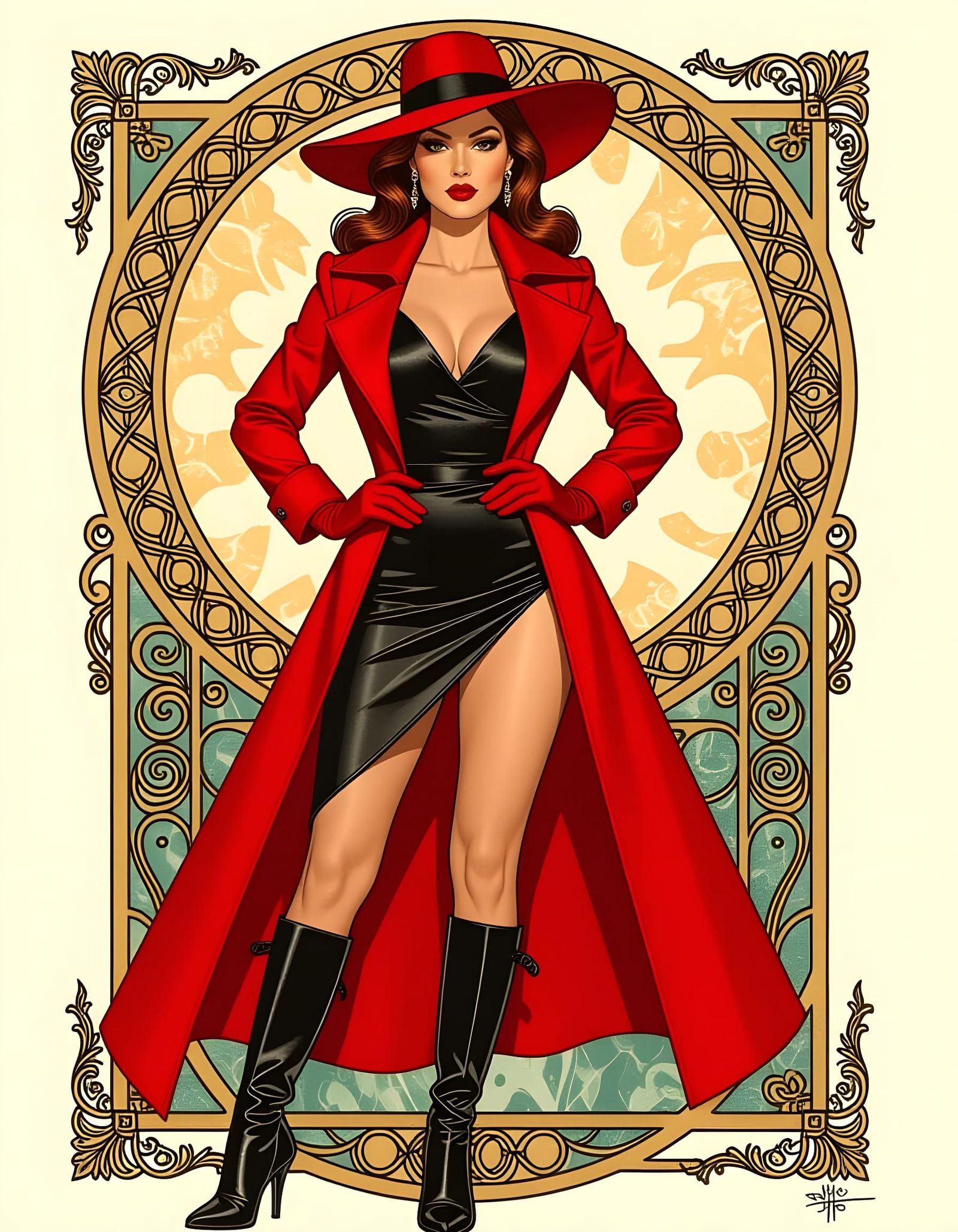 Carmen Sandiego in Watercolor Pinup Style