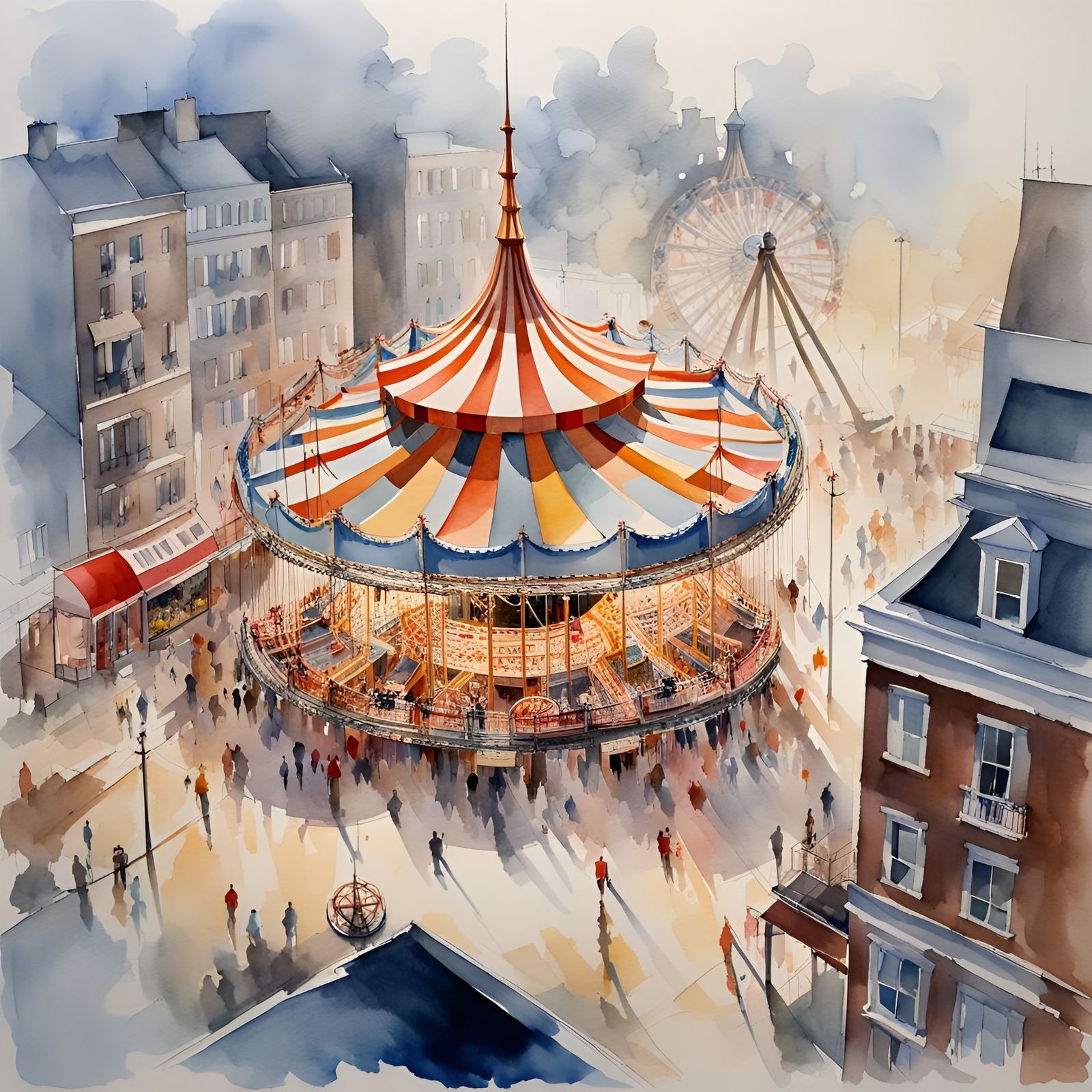 Bird’s-eye View of a Fairground (View from the Swing Ride)