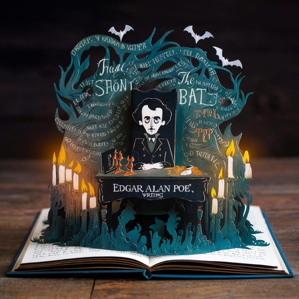 Edgar Allan Poe Pop-Up Book Illustration