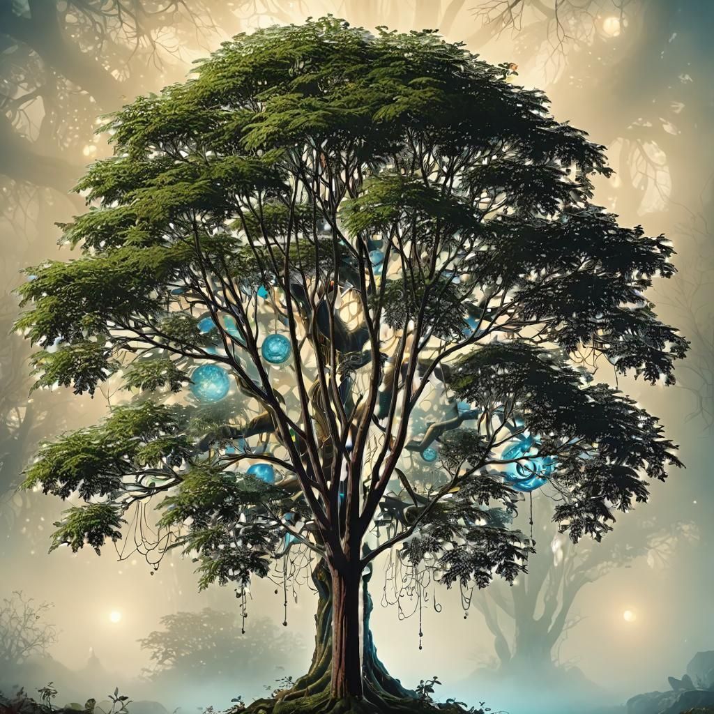 Fantastical Tree in Detailed Matte Painting Style