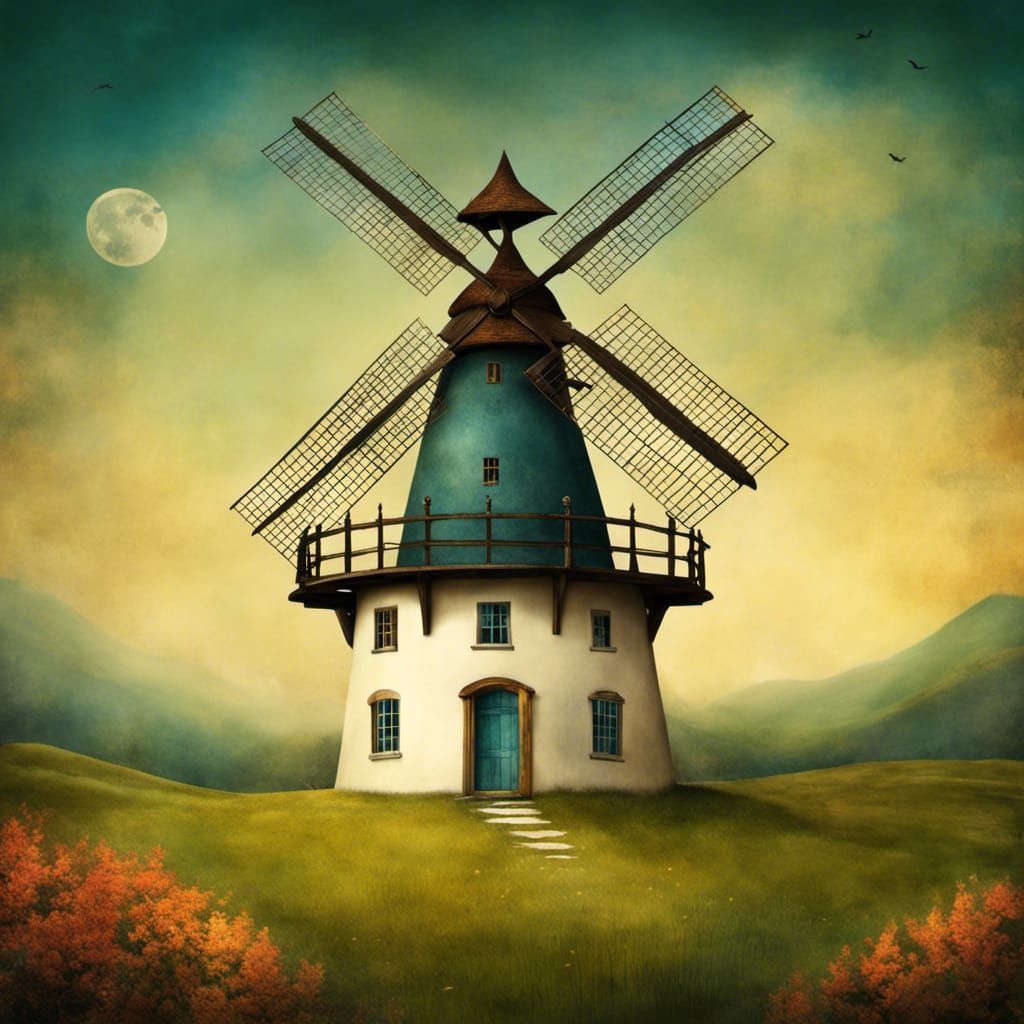 Fairytale Windmill in Storybook Illustration