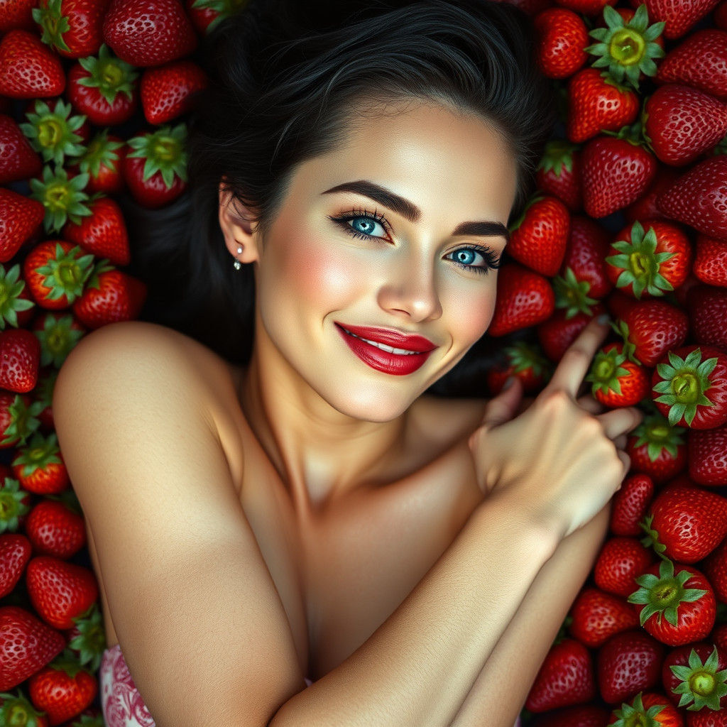 Elegant Woman in Strawberries, Modern Marilyn Monroe