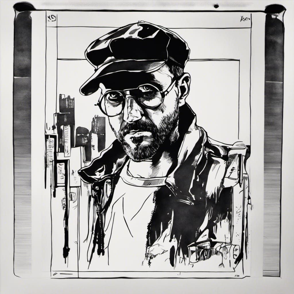 Leon The Professional: Black and White Ink Portrait