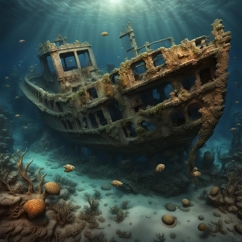 Sunken Boat: Underwater Ghost Ship in 32k Octane