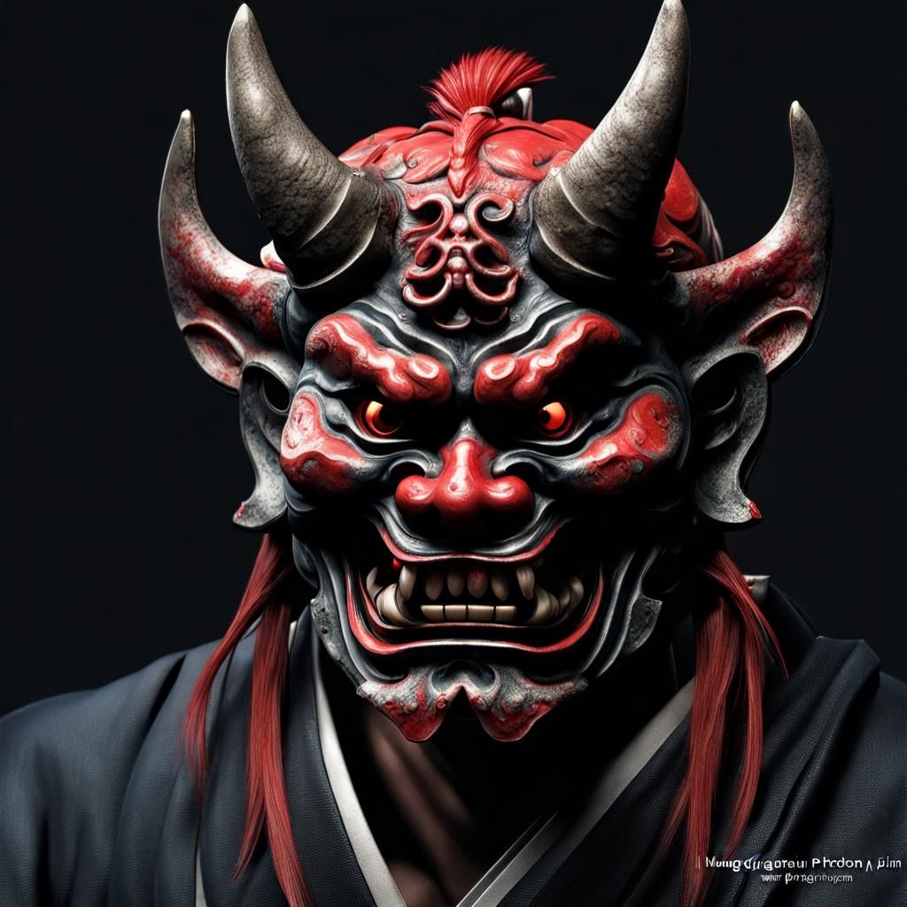 Hyperrealistic Oni Mask by Guangjian: Photorealistic Detail