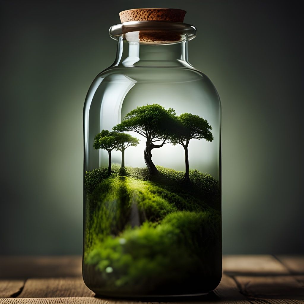 Miniature Forest in a Glass Bottle