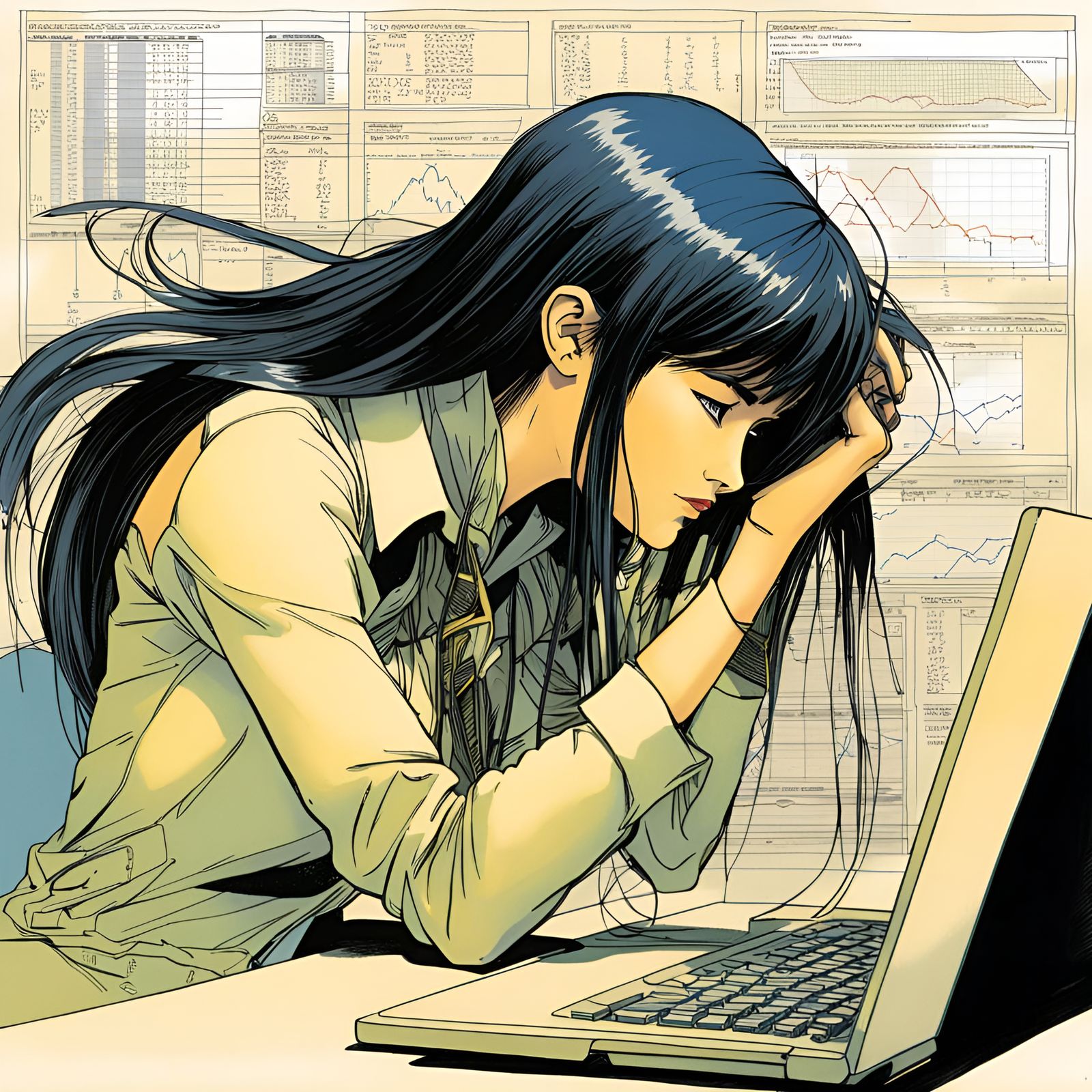 Frustrated Manager and CRM Data in Vibrant Colors