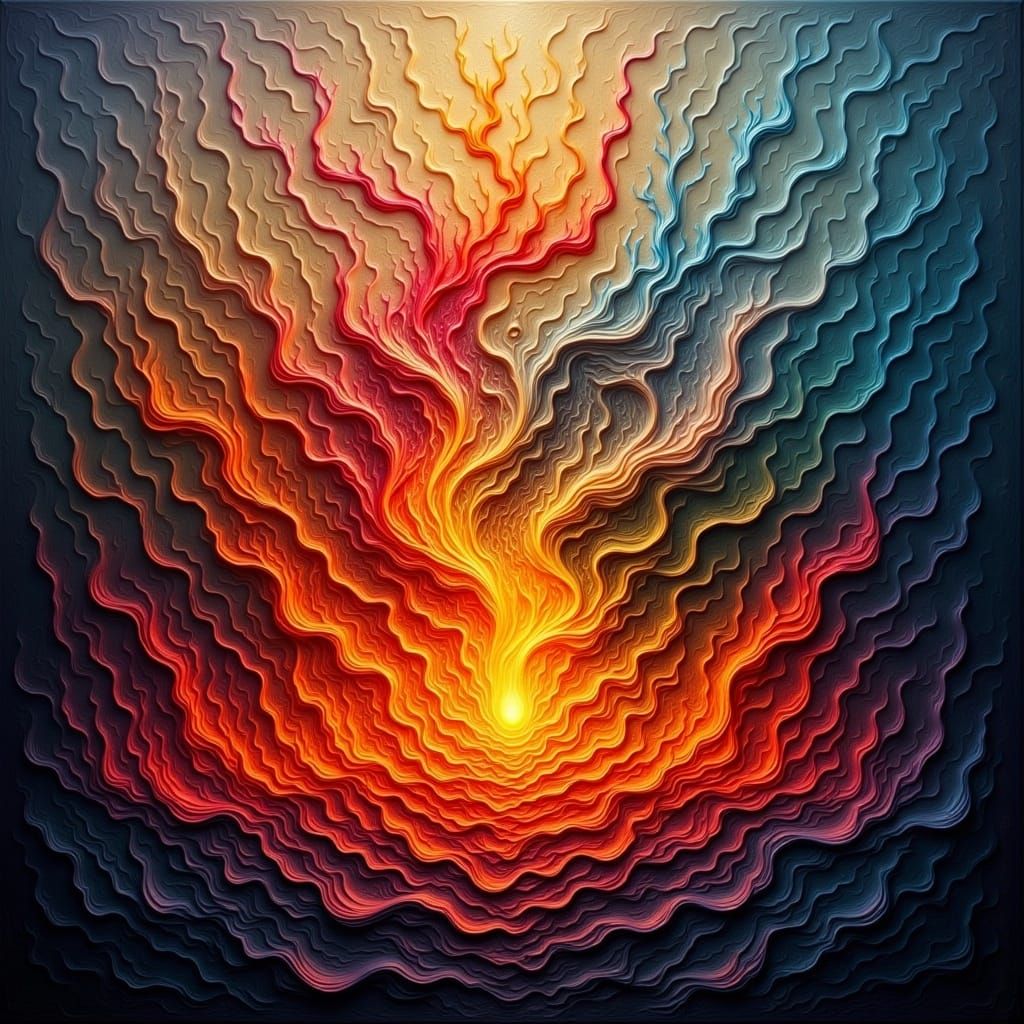 Swirling Flames Emerge in Dreamlike Landscape
