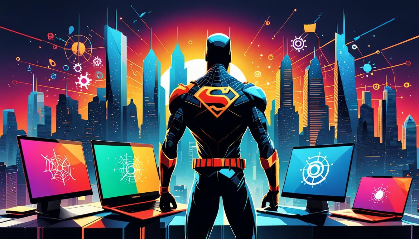 Superhero Web Developer in Pop Art Style