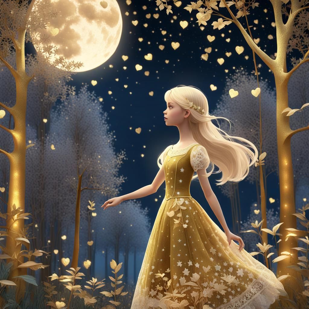 Golden Thread Forest: A Whimsical Storybook Scene