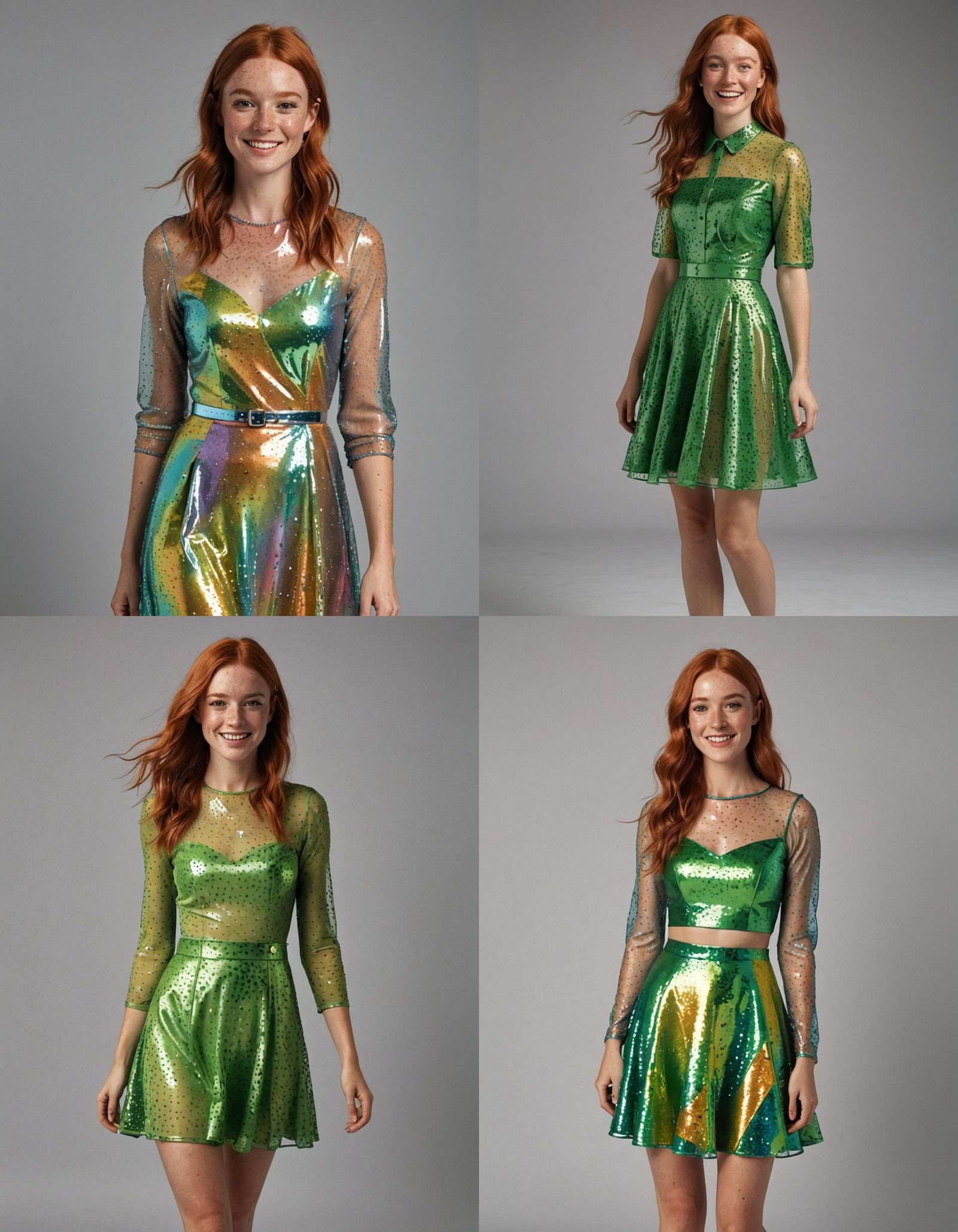 Freckled Irish Woman in Rainbow Plastic Dress