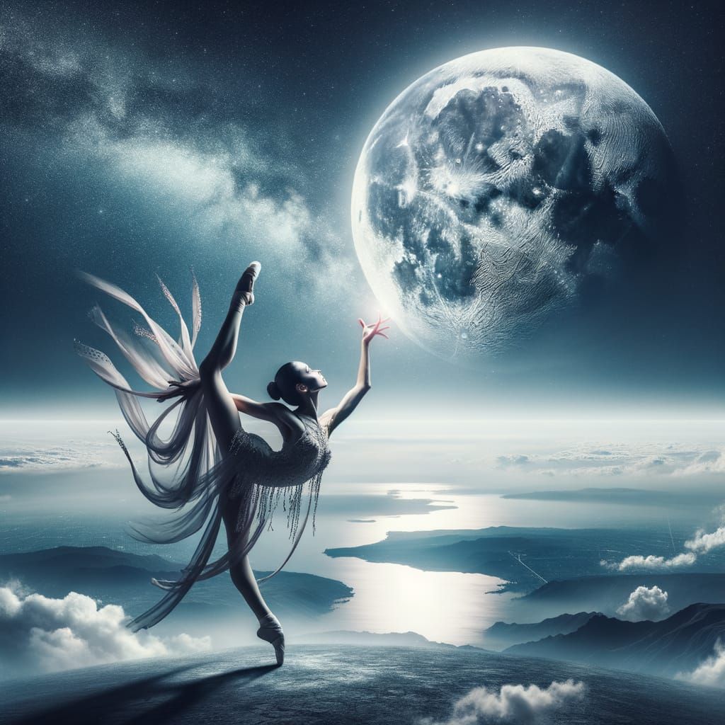 Elegant South Asian Acrobat Dances Under the Full Moon at th...