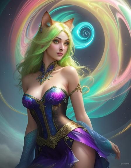 Enchanting Cat Girl with Green Eyes, Hyperrealism