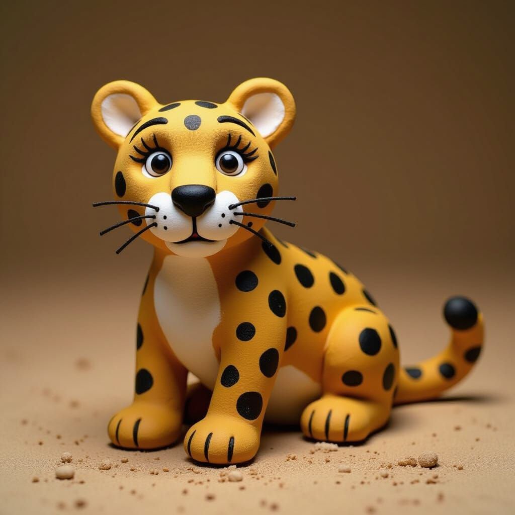 Clay Leopard Sculpture: Detailed Animal Art