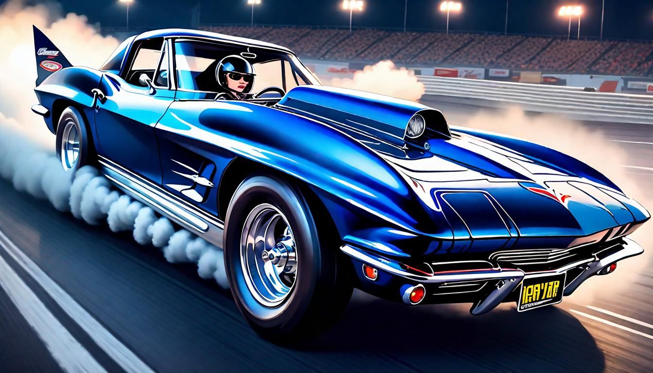 Anime Style Corvette Stingray Dragster Night Race