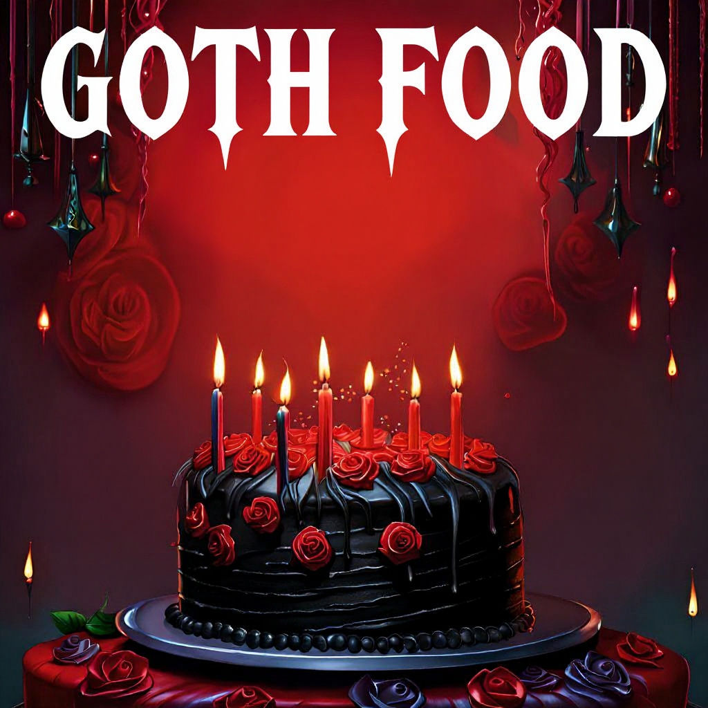 Goth birthday cake with candles