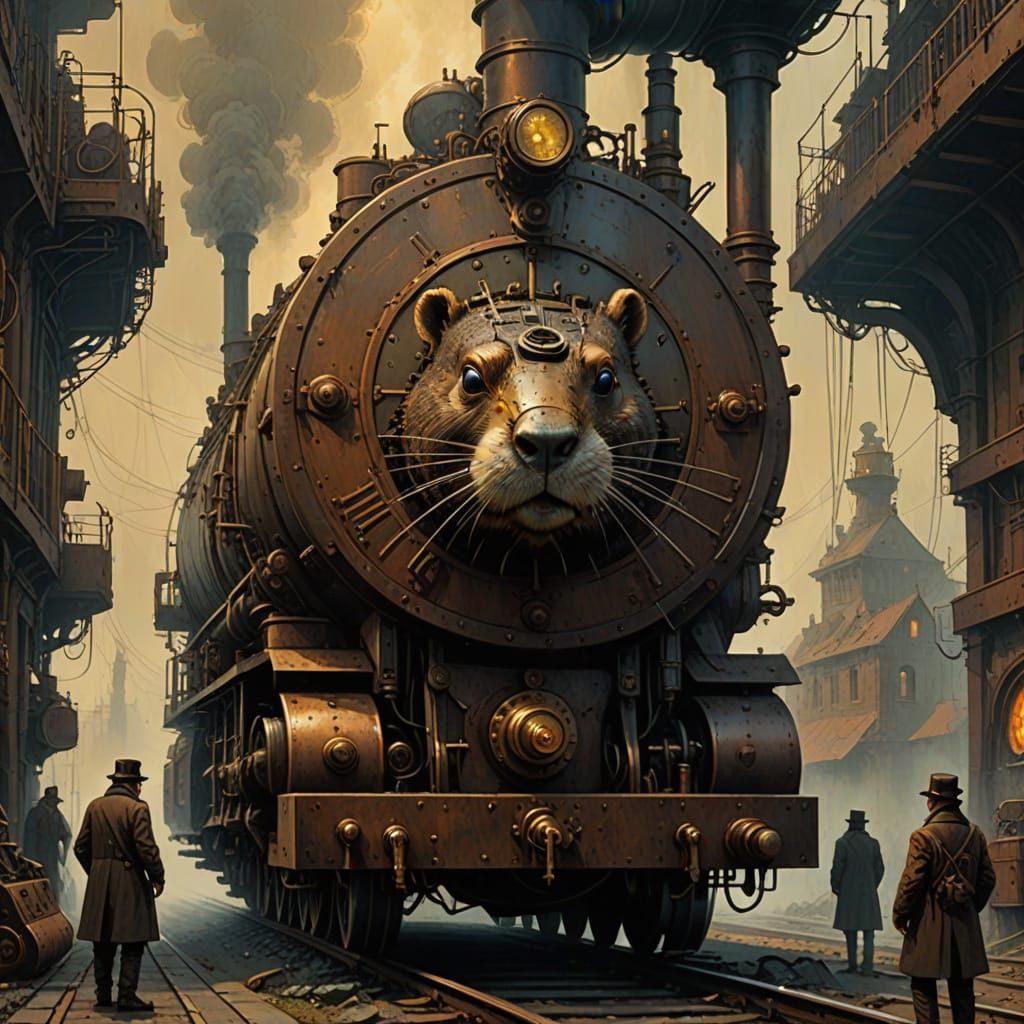 Time-Traveling Groundhog in Steampunk Gearwork