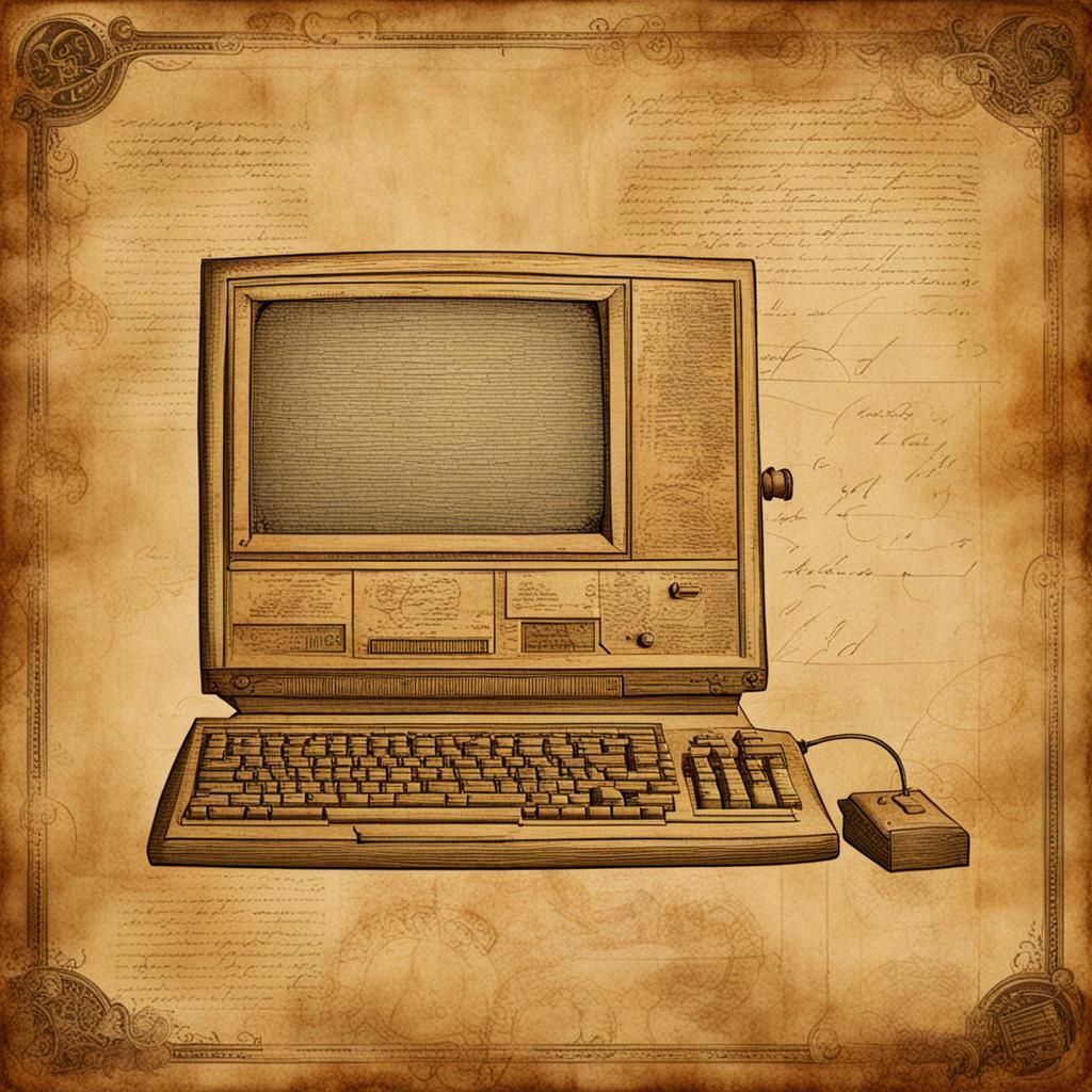 Aged Parchment Depicting a Computer