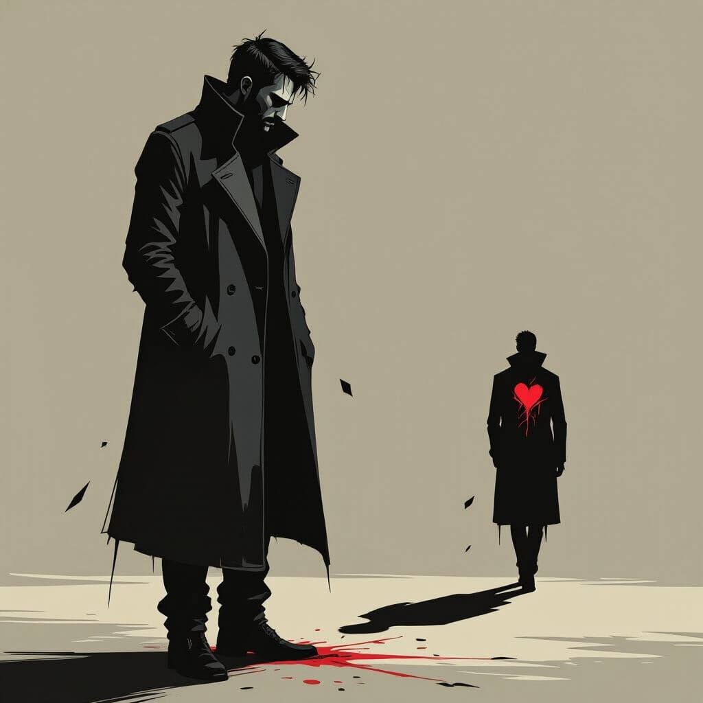 Lonely Man's Shadow Walks Away: Emotive Digital Art