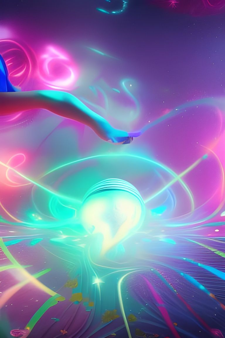 Cosmic Love: A Symbolic Neon Pastel Art Piece