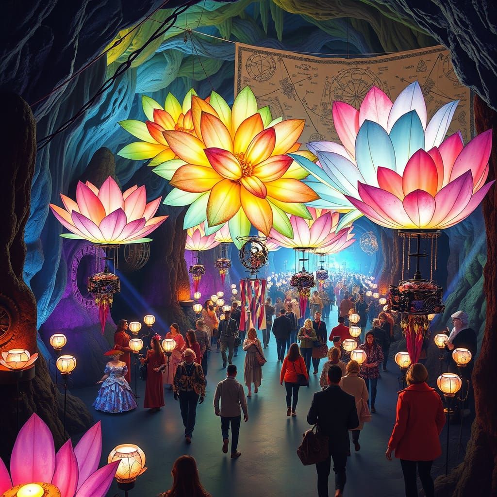 Lumina Bloom Festival Procession with Giant Glowing Flowers