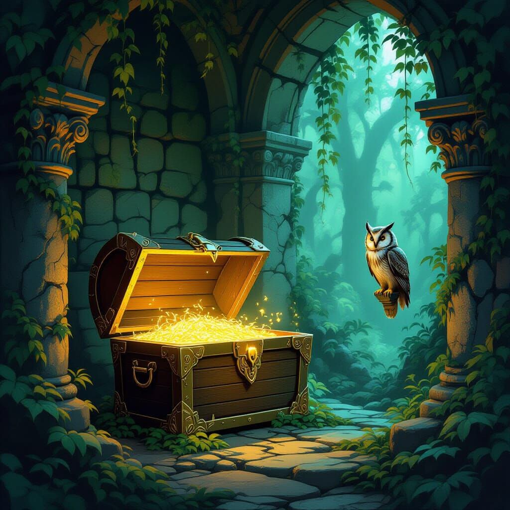 Enchanted Treasure Chest in Mystical Forest