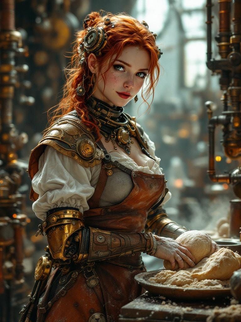 Steampunk Baker with Clockwork and Gears