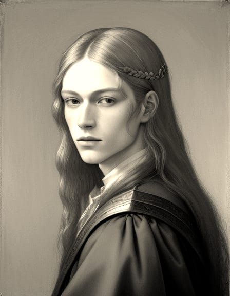 Young Glorfindel Renaissance Portrait in Elegant Attire