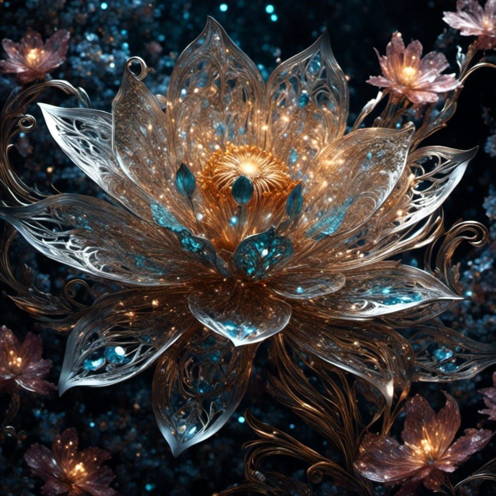 Gorgeous Metal Filigree Flower with Fairy Lights