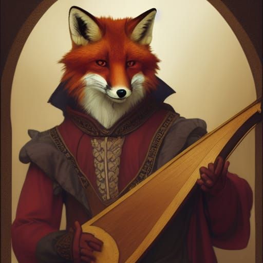 Renaissance Fox Bard Character Portrait