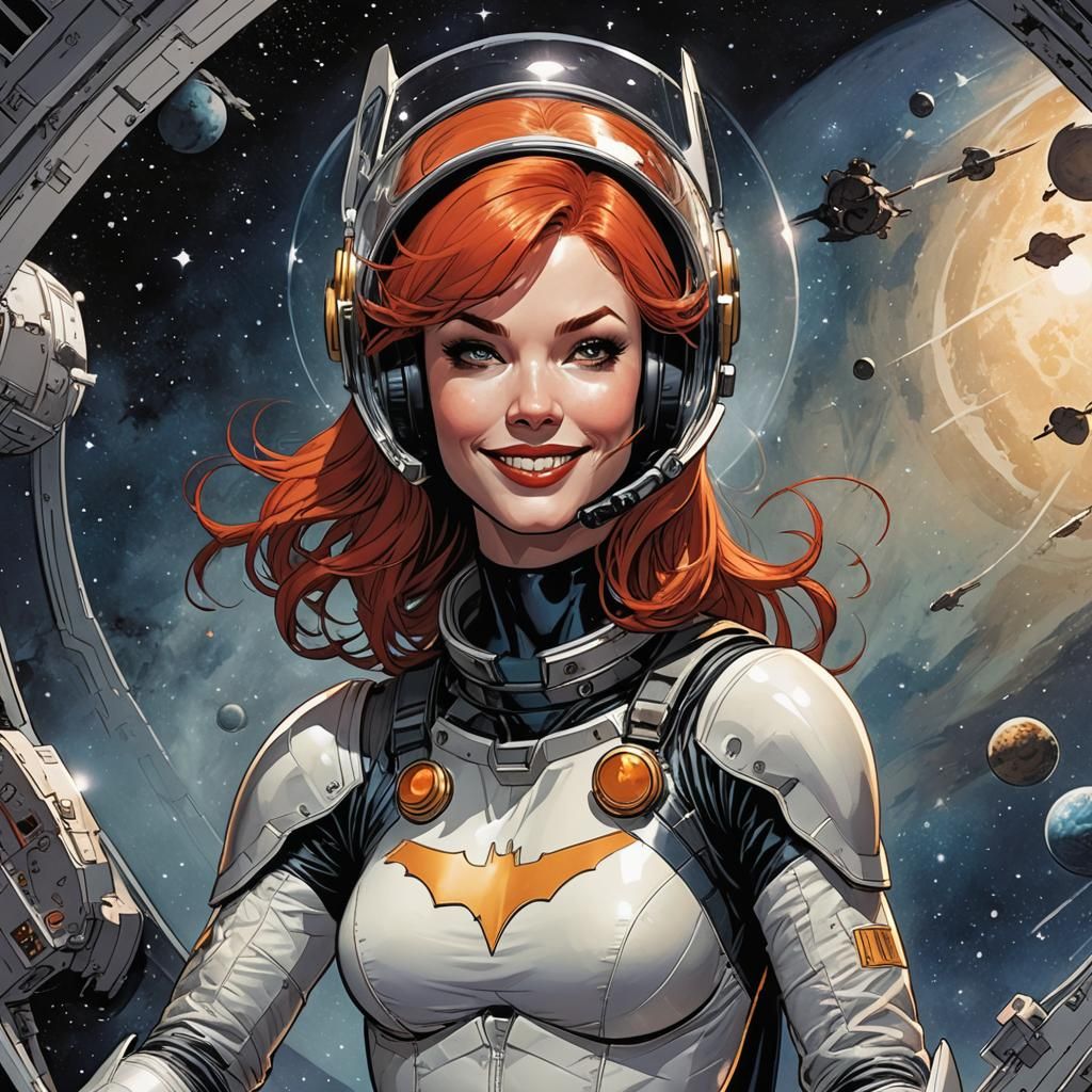 Batgirl in Space Comic Book Art