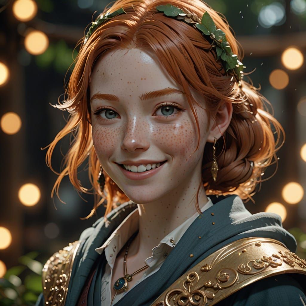 Anime 3D Portrait of a Freckled Ginger Woman