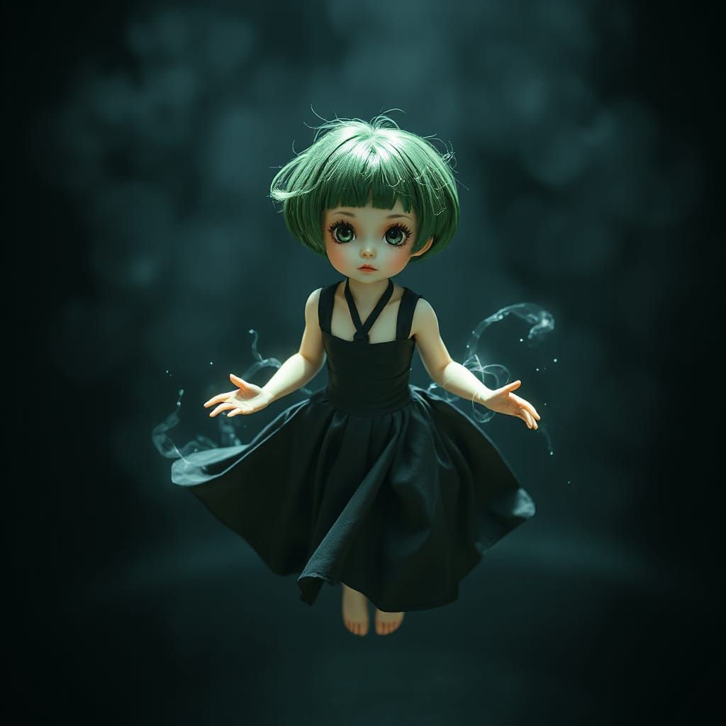 Psychic Girl Surrounded by Telekinetic Energy