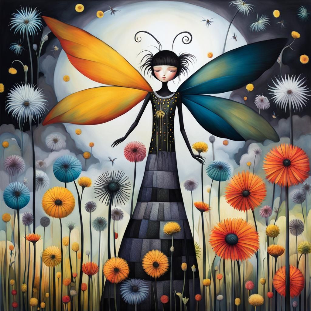 Winged Fairies in a Surreal Dandelion Dreamscape
