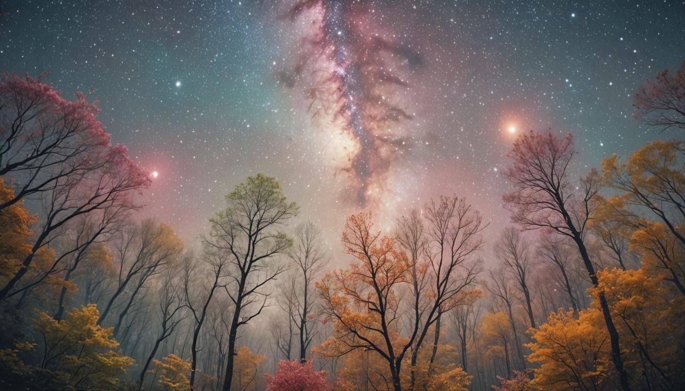 Heavenly Figure Amidst Cosmic Explosions