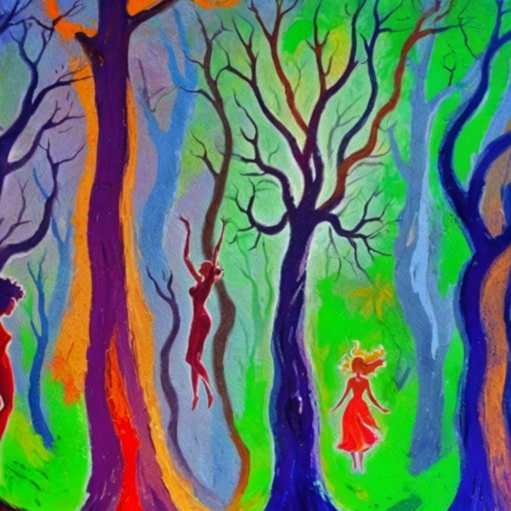 Psychedelic Tree-Women Dancing: A Grotesque Vision