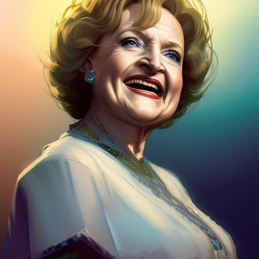 Hyperdetailed Portrait of Betty White in Digital Art Style
