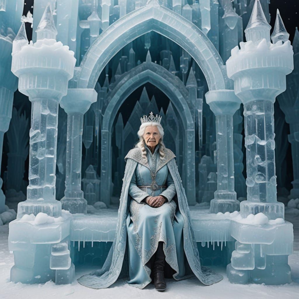 Ethereal Ice Queen Reigns in Her Glacial Palace