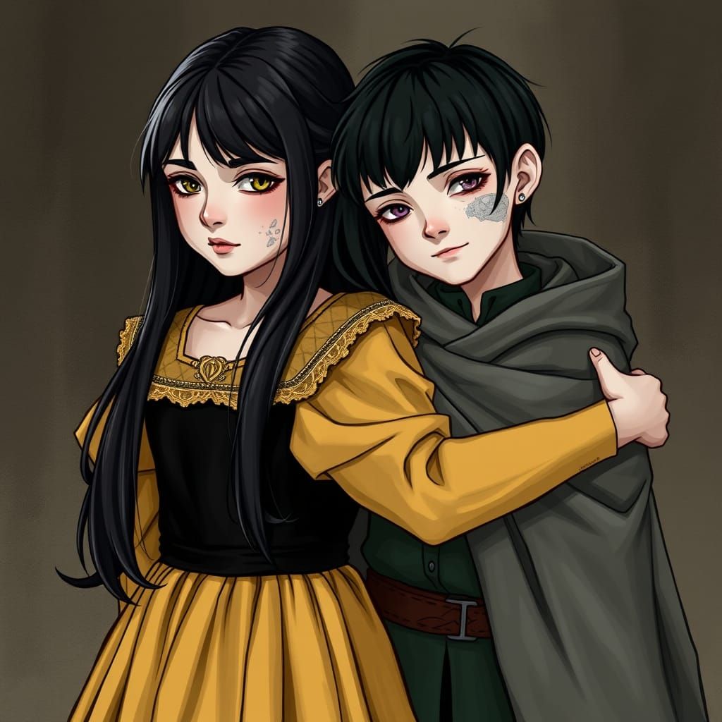 Medieval Girls Share Tender Moment in the Past