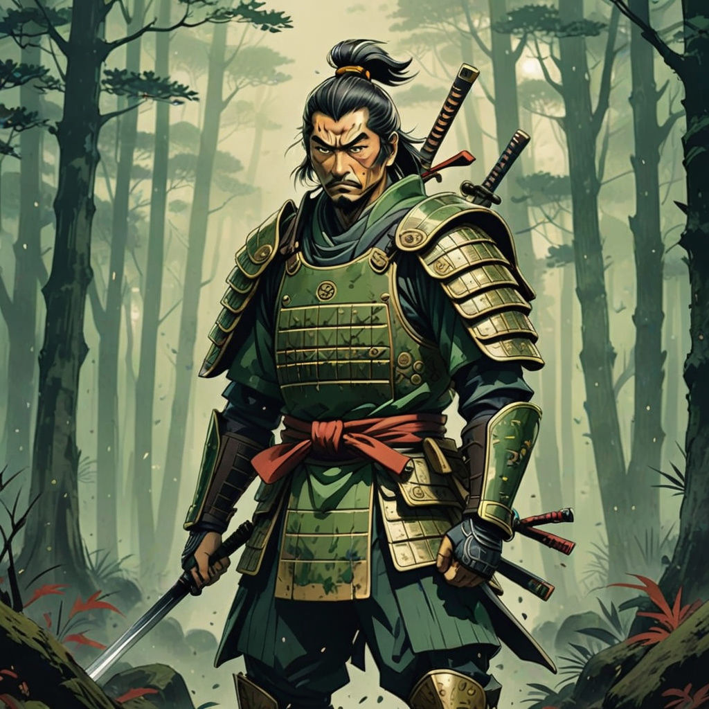 Samurai Warrior in Anime Style