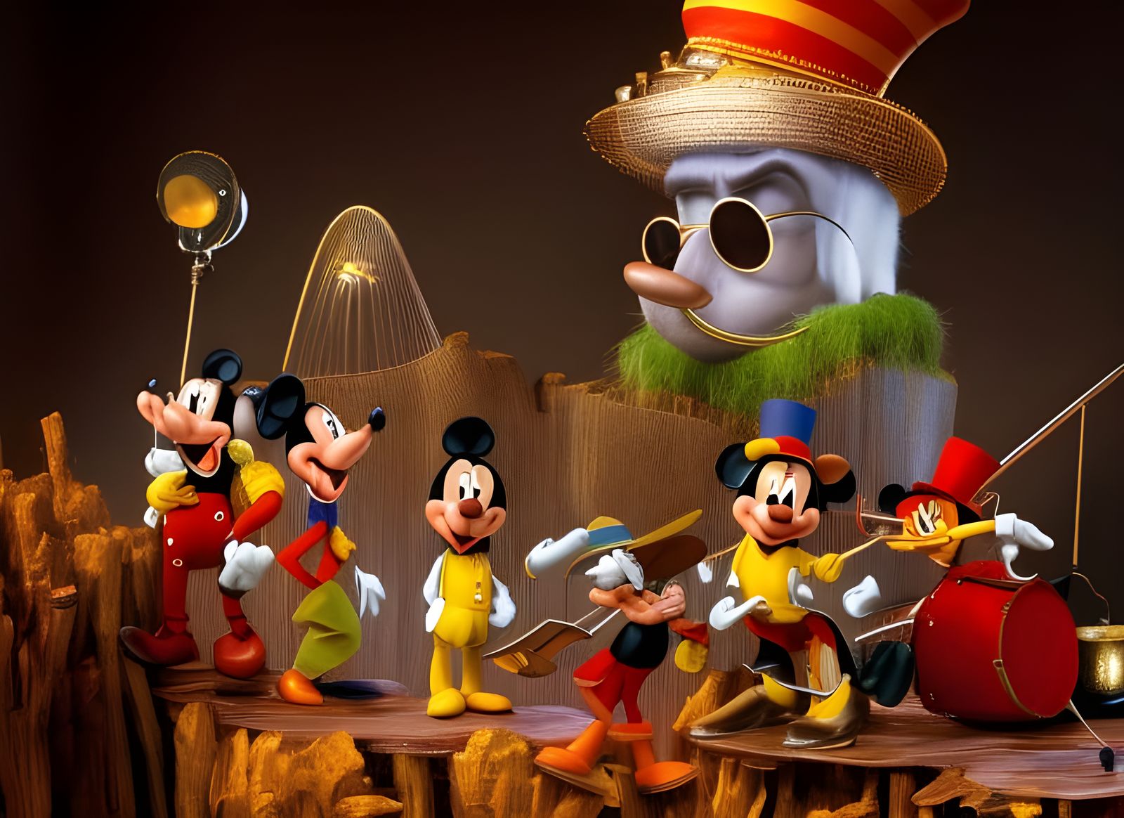 Abstract Folk Singers with Magical Light Particles