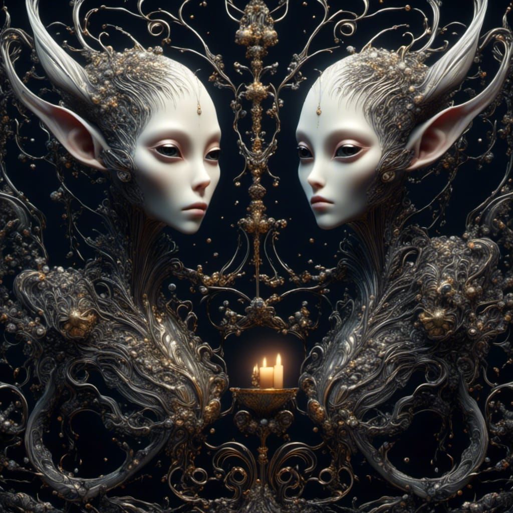 Gothic Graveyard Scene with Goth Couple Illustration